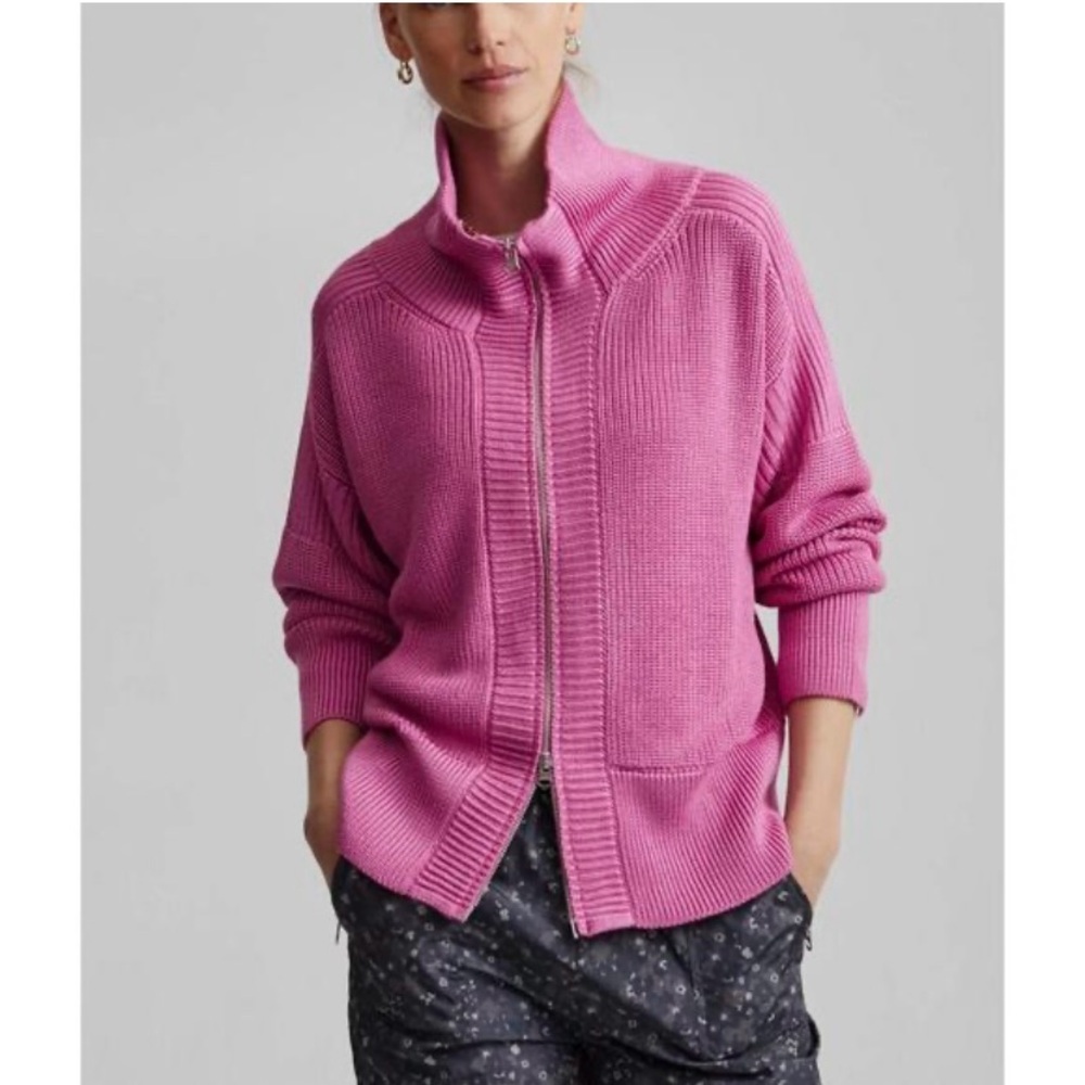 Anthropologie Varley NWT Women's XS Pink Zip-Up Whitney Knit Jacket Sweater